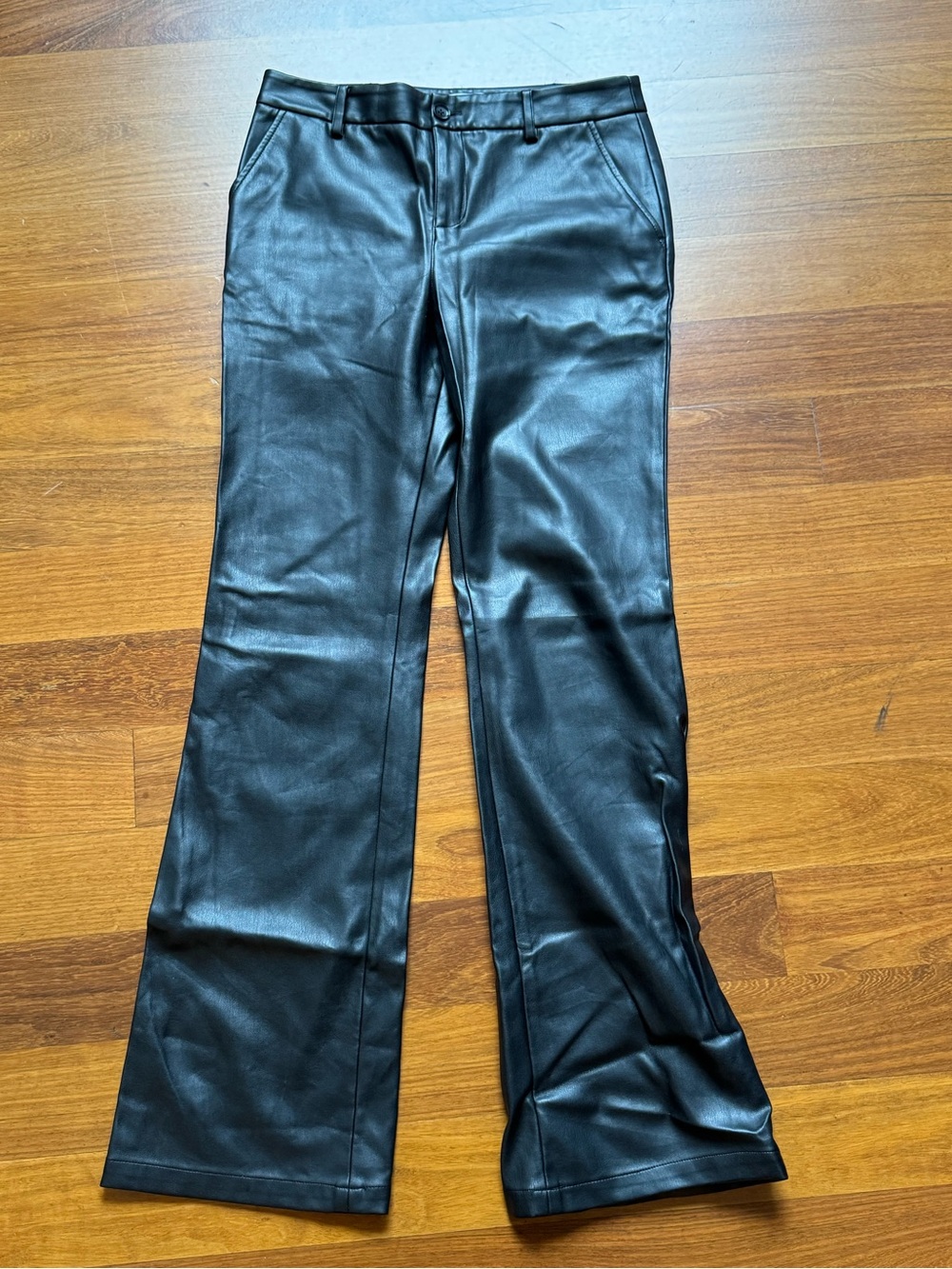 Lovers + Friends Black Faux Leather Flare Jeans